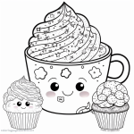 Cute cupcakes coloring page to download