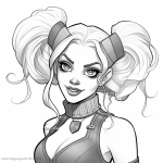 Cute and funny Harley Quinn to color