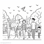 Park on independence day coloring page for kids
