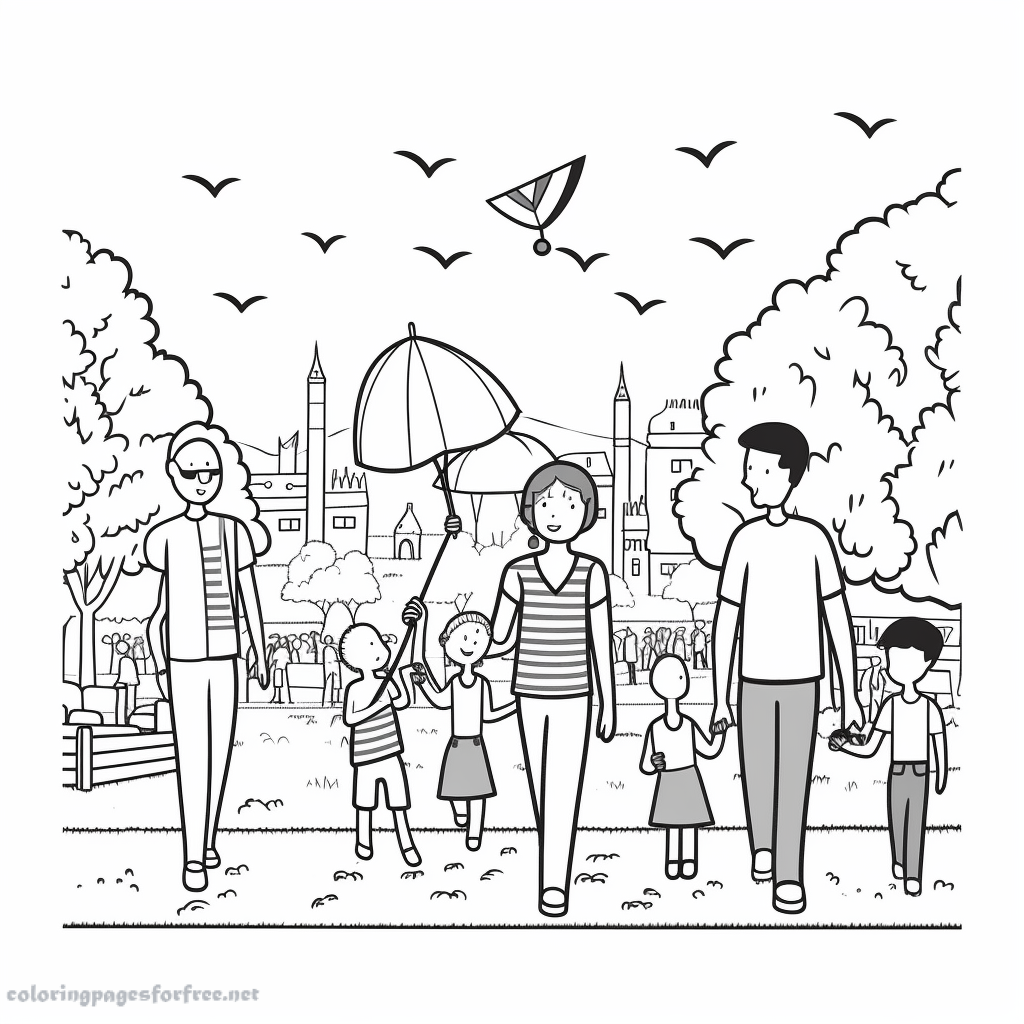 Park on independence day coloring page for kids