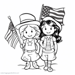 Cute and funny kids on independence day to color