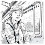 Ron Weasley on a train to print and color for free