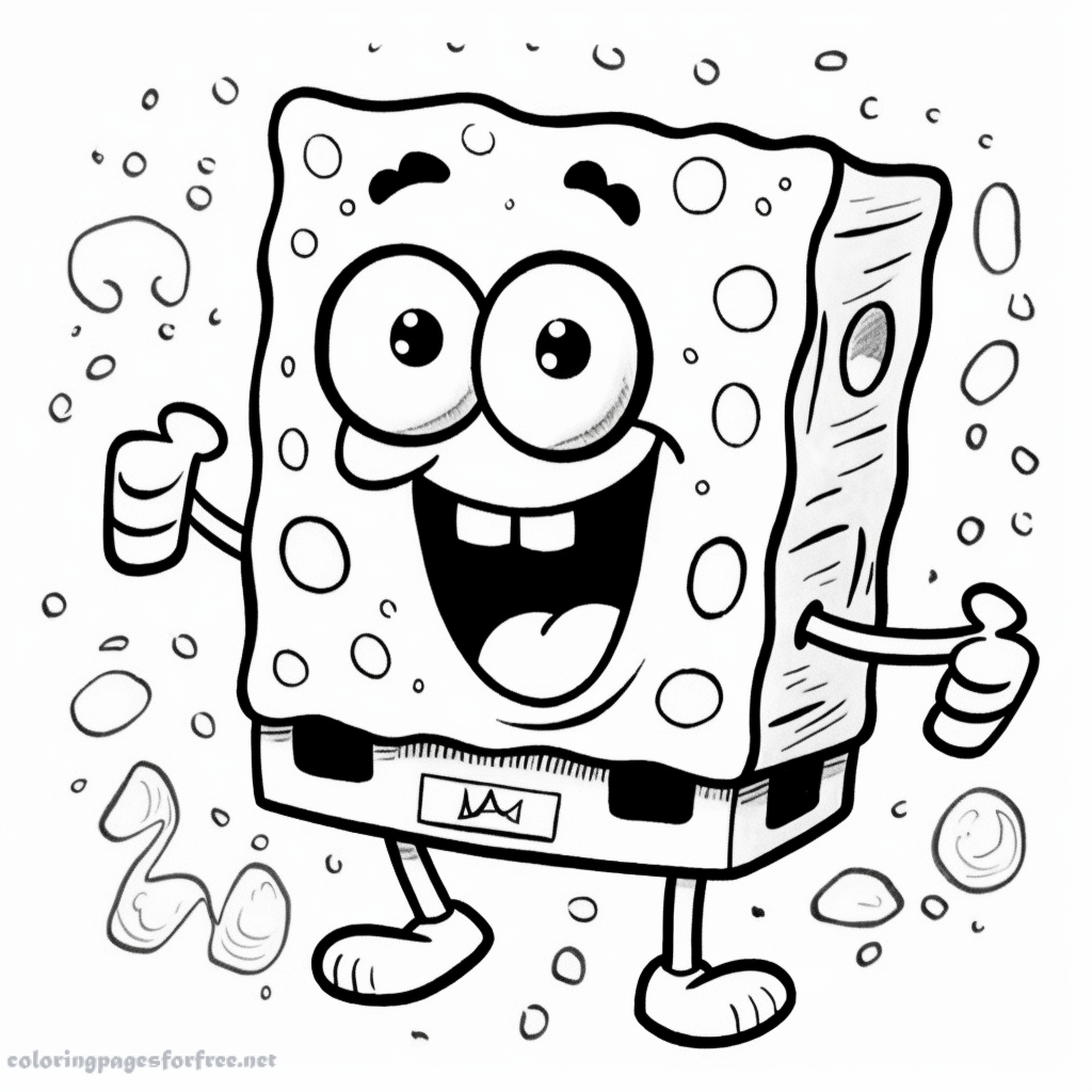 Cute and funny SpongeBob square pants to color