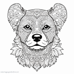 Coloring page mandala dog with few details