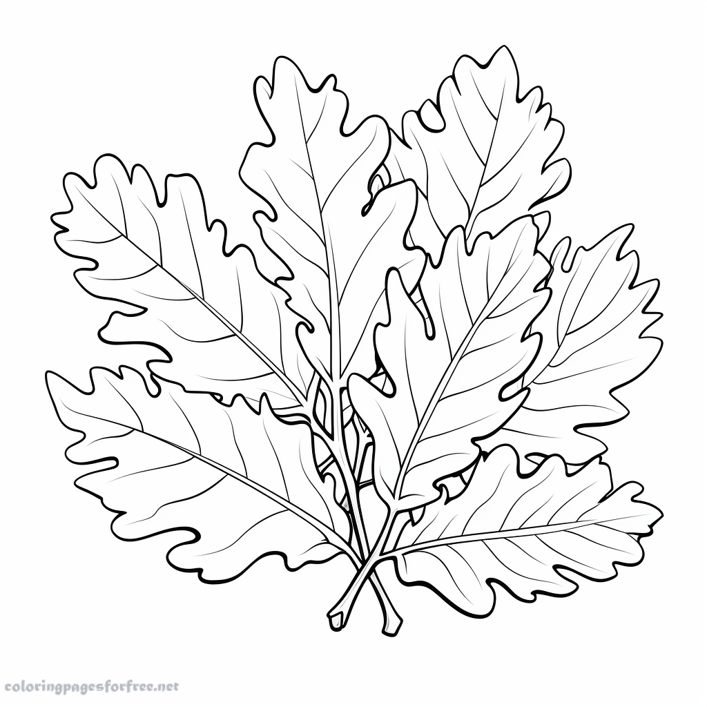 Beautiful coloring of highly detailed autumn oak