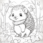 Hedgehog wearing a scarf to print and color