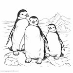 Simple coloring page of cute penguins