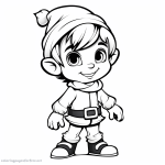 Beautiful coloring of highly detailed holiday elf in winter