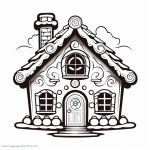 Gingerbread house coloring page for children