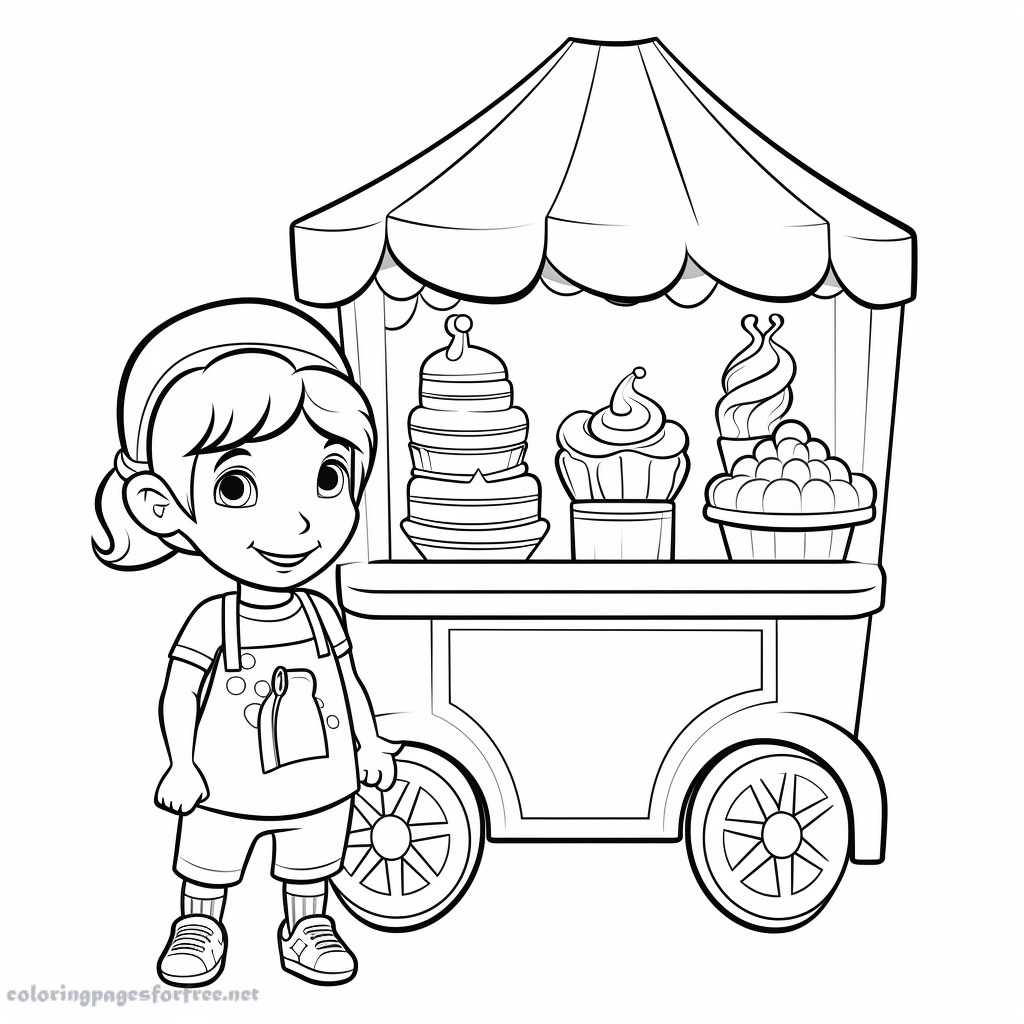 Coloring page: ice cream Stand