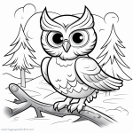 Owl in winter coloring page to download for free