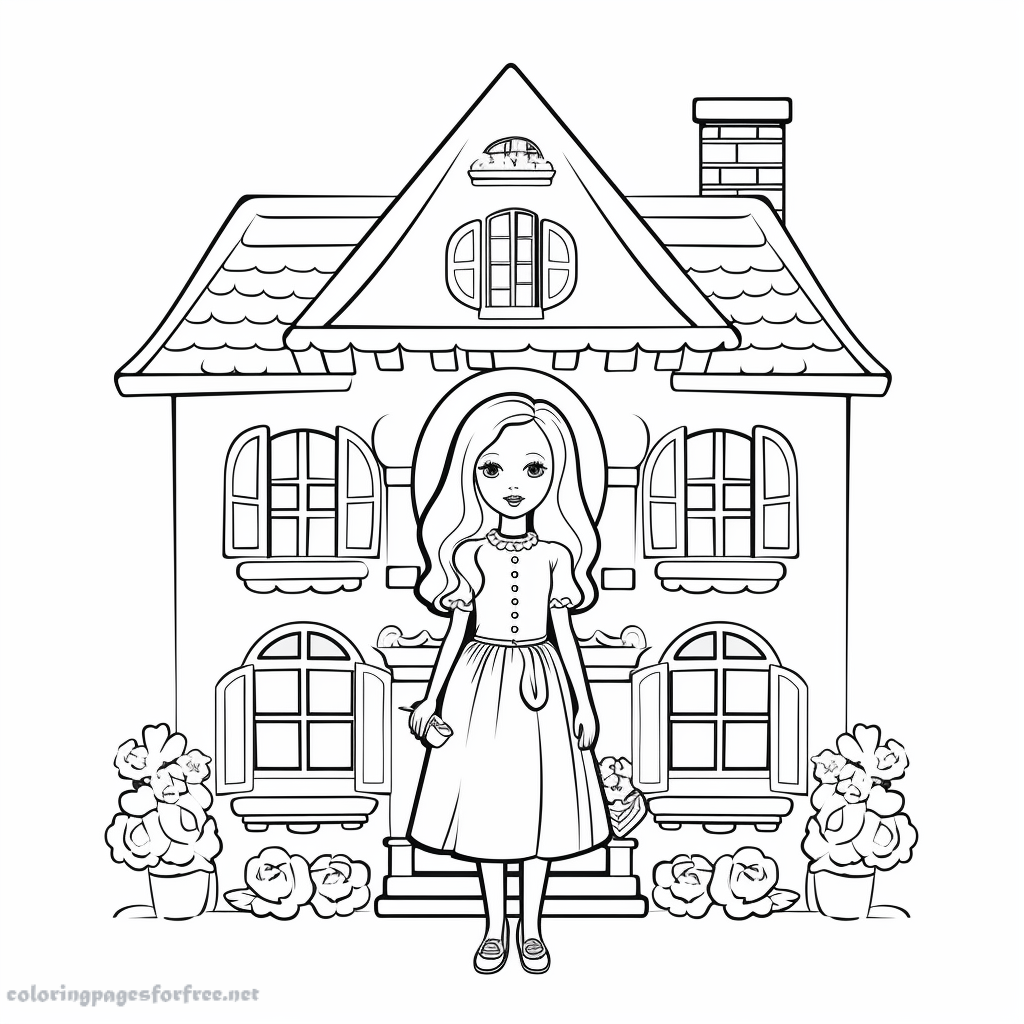 Cute and funny barbie house to color