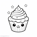 Simple coloring page of cute cupcake