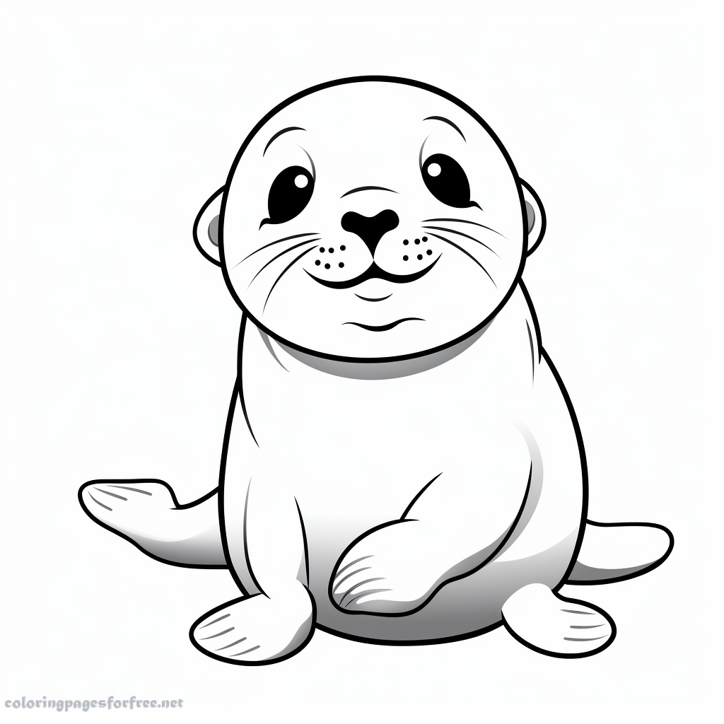 Simple coloring page of cute baby seal