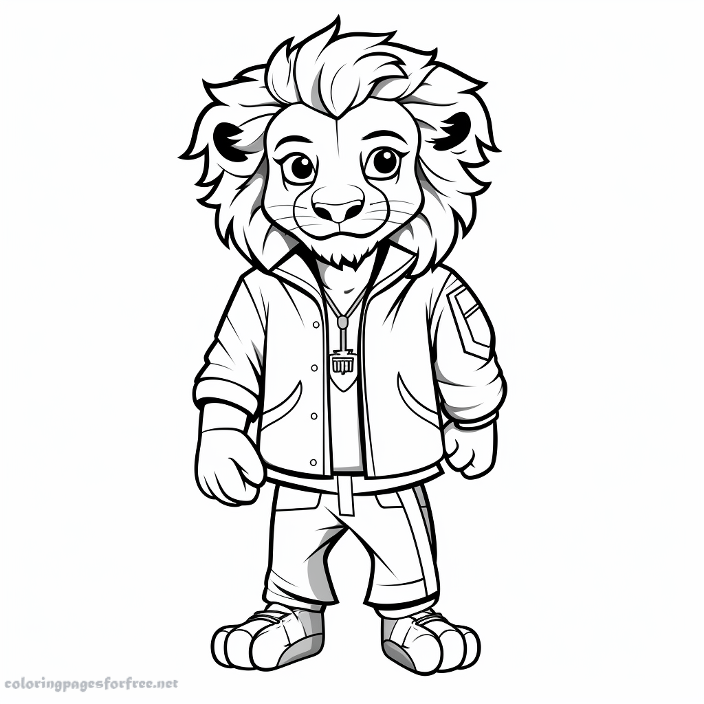 Teenager lion coloring book to print and color