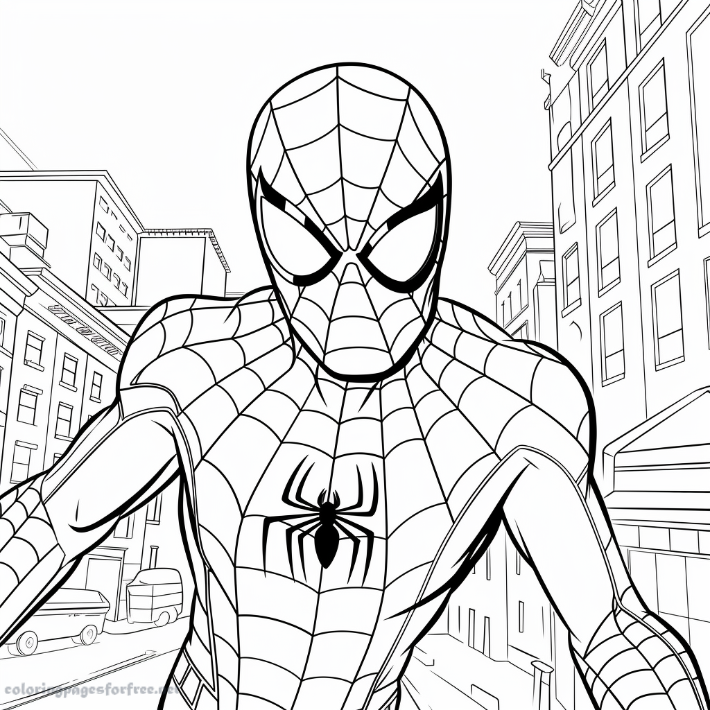 Spiderman in new york coloring page to download for free