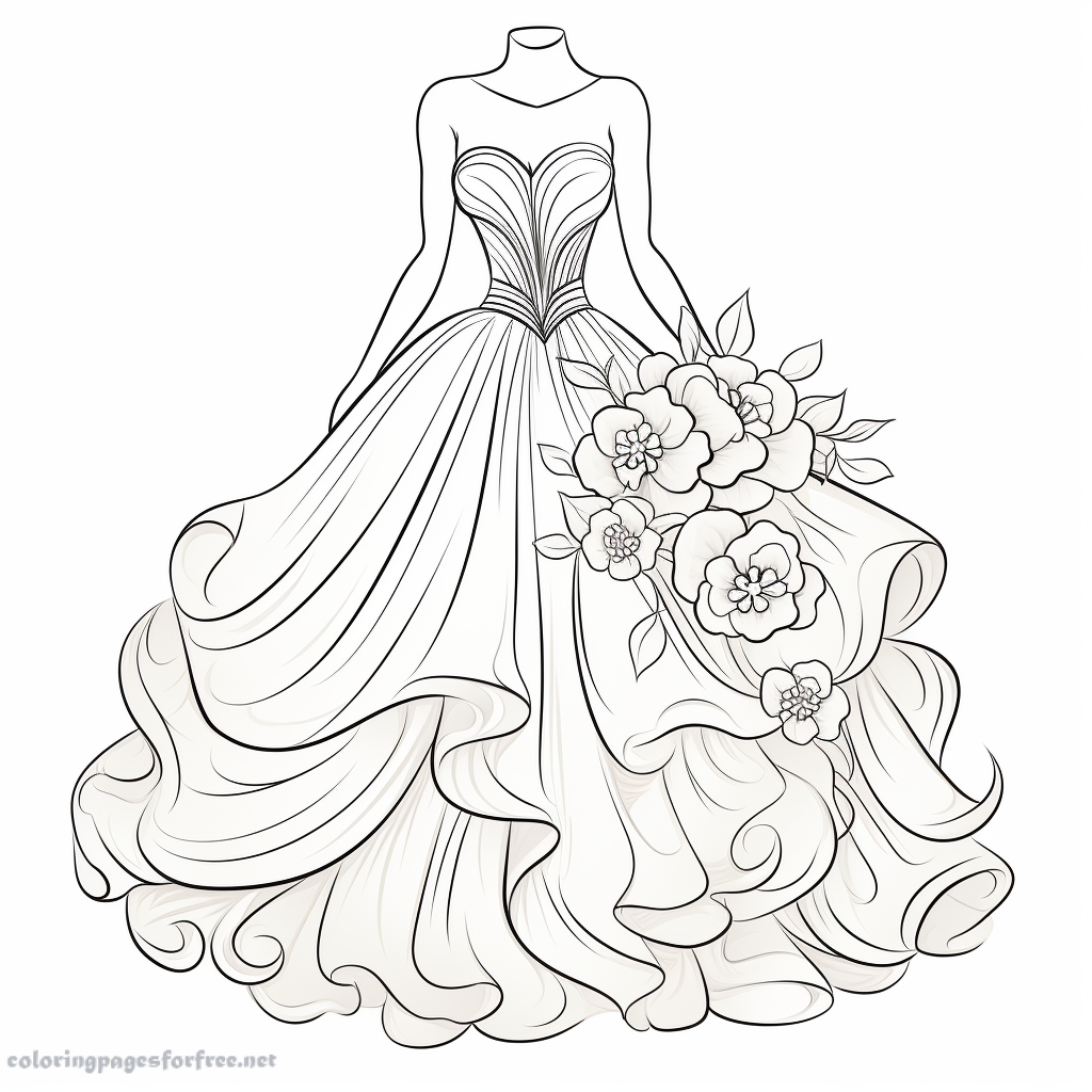 Simple coloring page of an airy dress