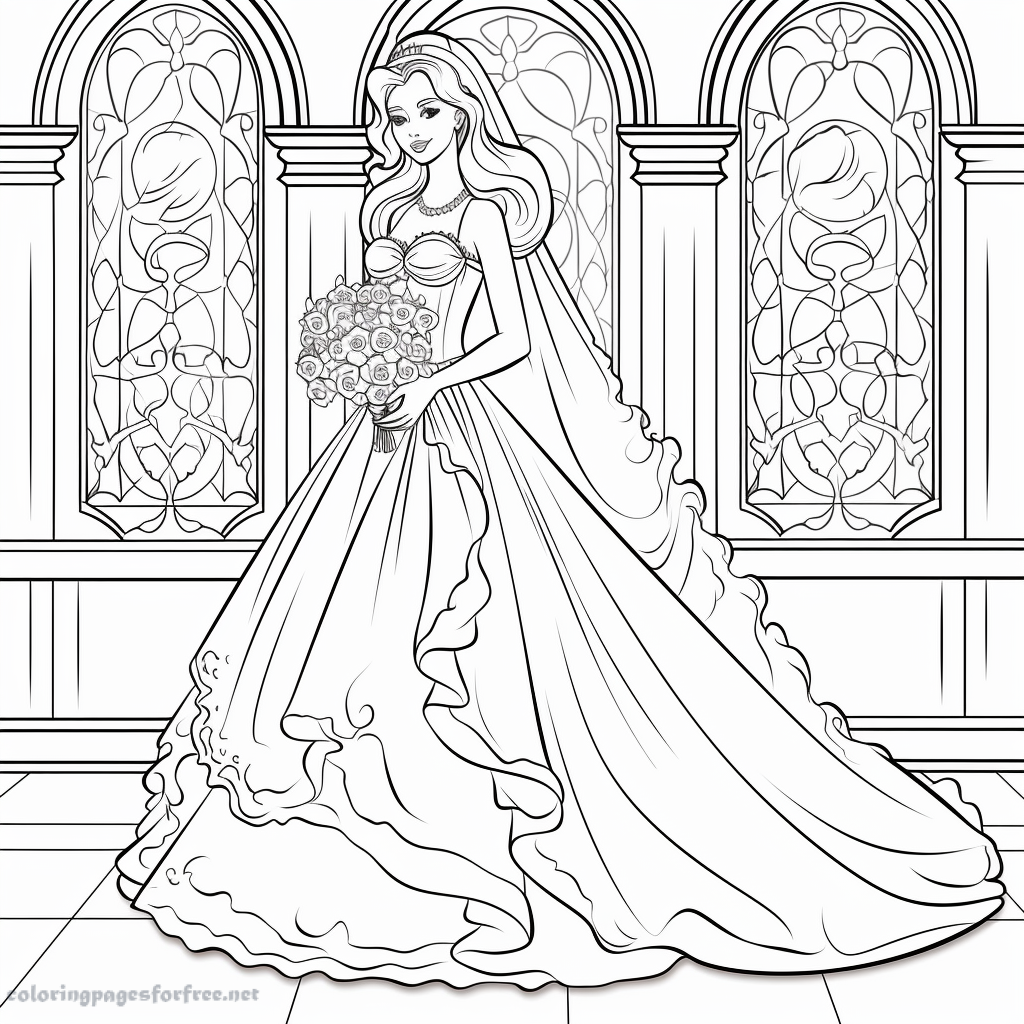 Coloring of bride in a  dress