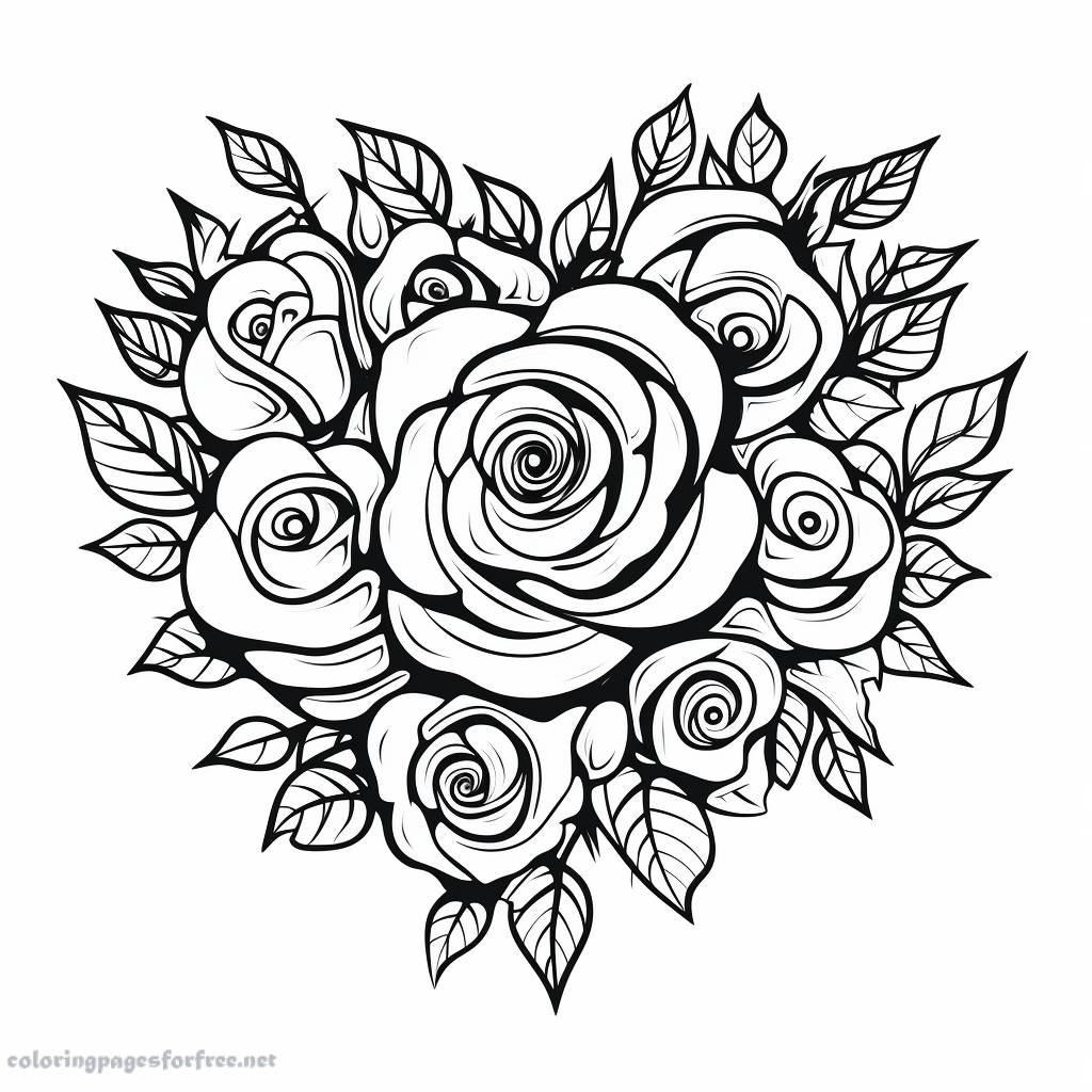 Simple coloring page of roses coloring sheet
