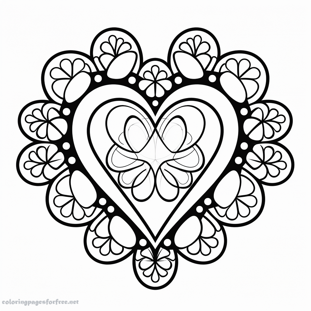 Coloring page: mini hearts mandala