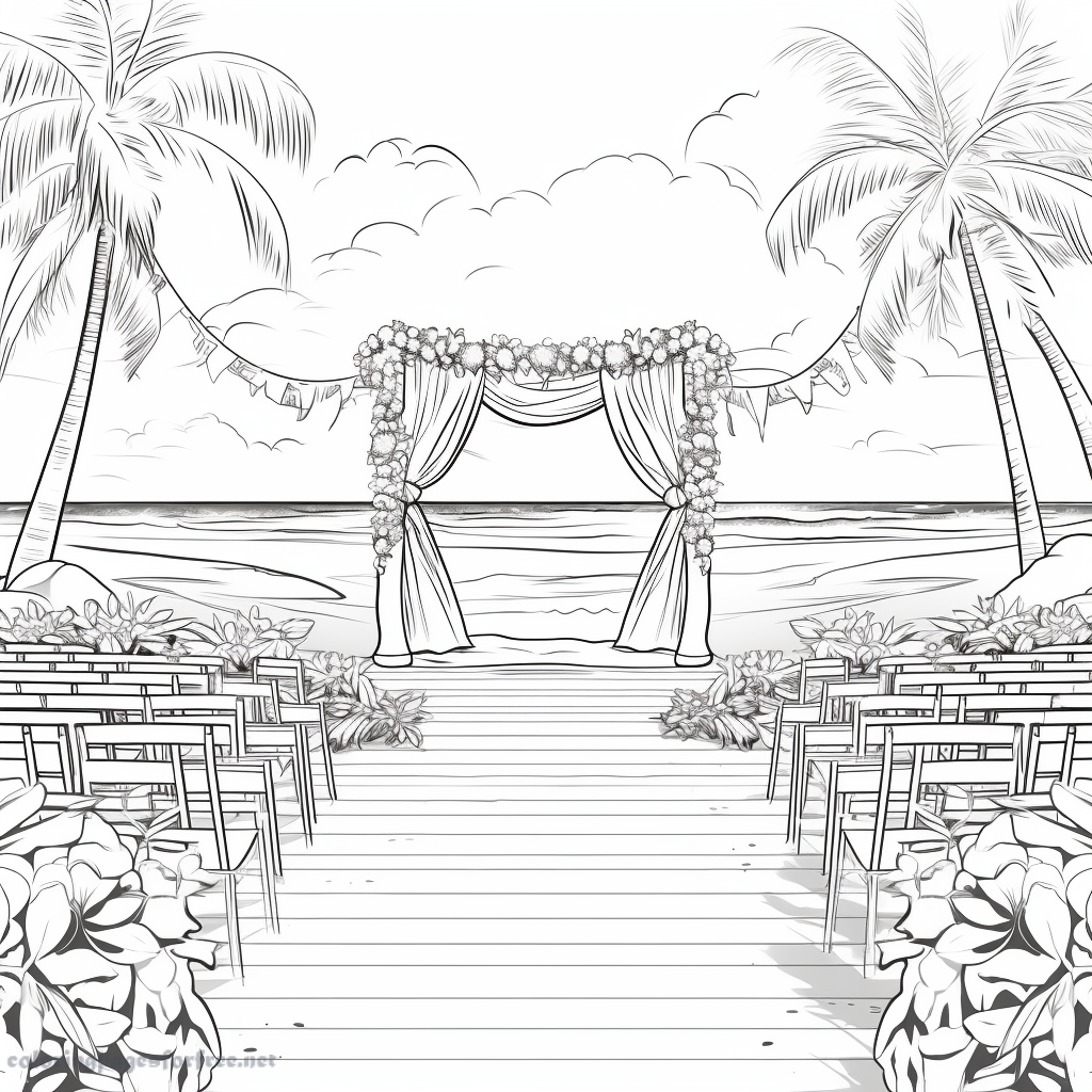 Coloring of wedding on a beach
