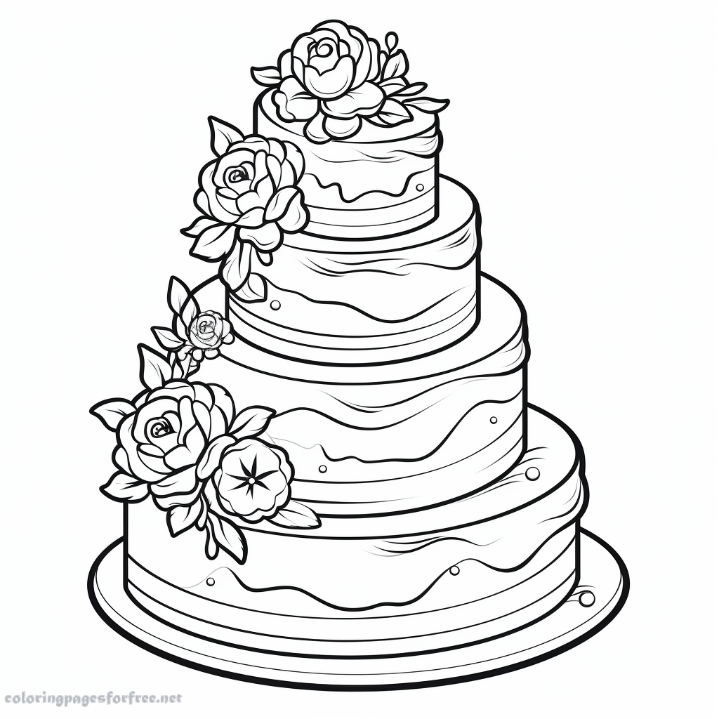 Simple coloring page of wedding desert