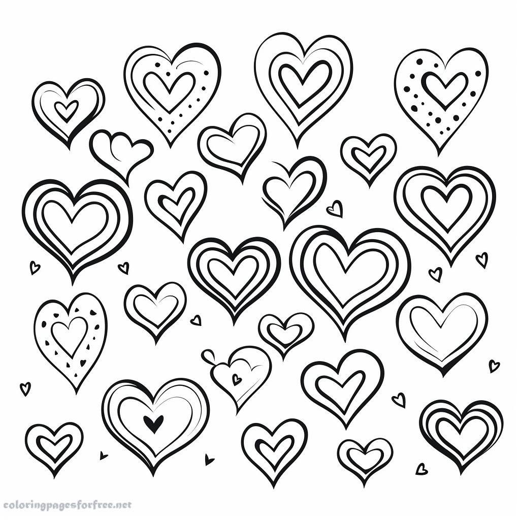 Little hearts to print and color